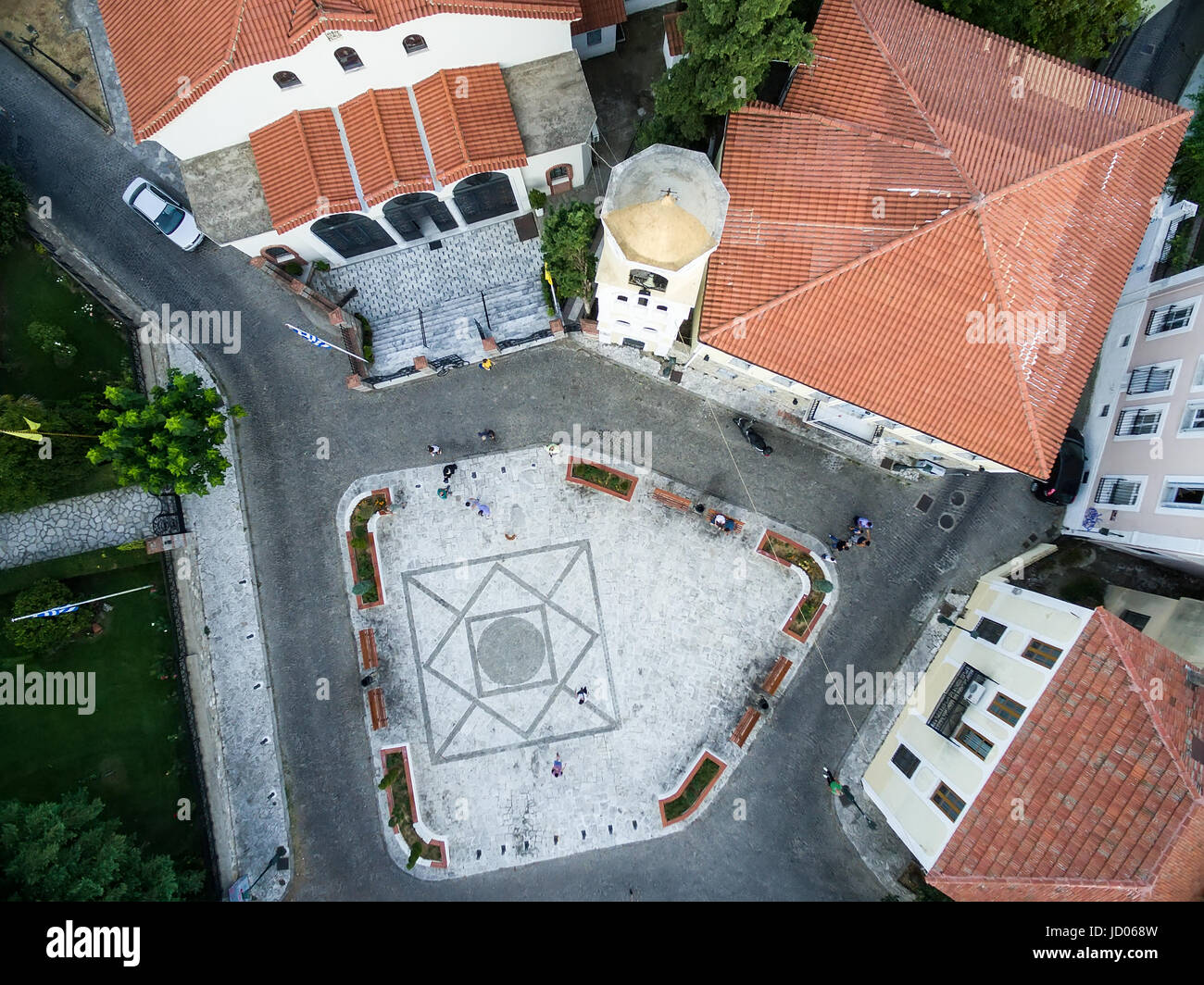 Luftbild der Altstadt der Stadt Xanthi in Nordgriechenland Stockfoto