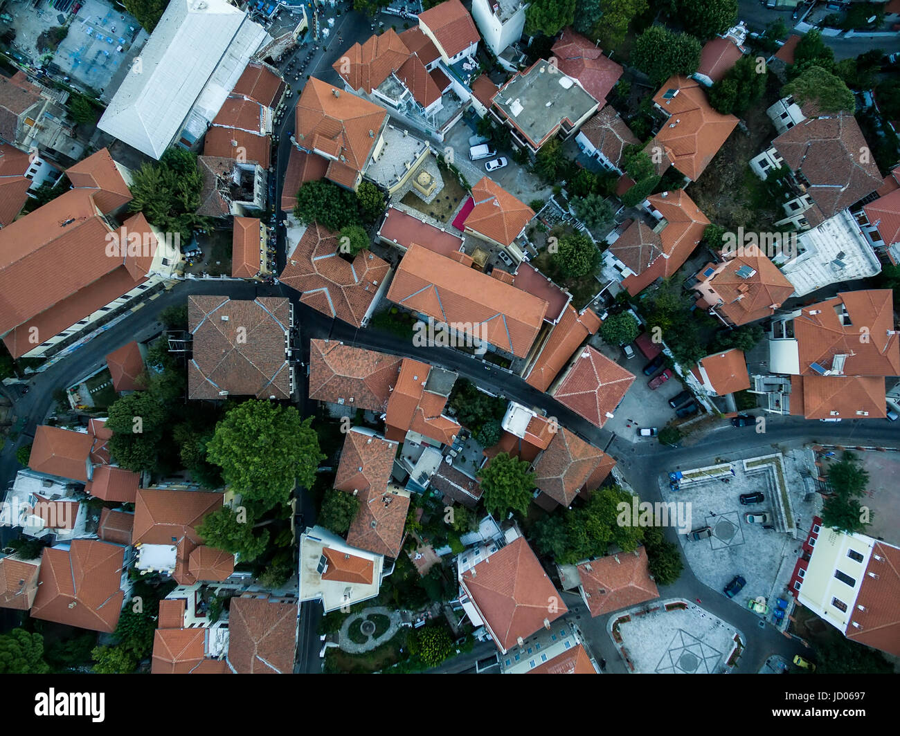 Luftbild der Altstadt der Stadt Xanthi in Nordgriechenland Stockfoto