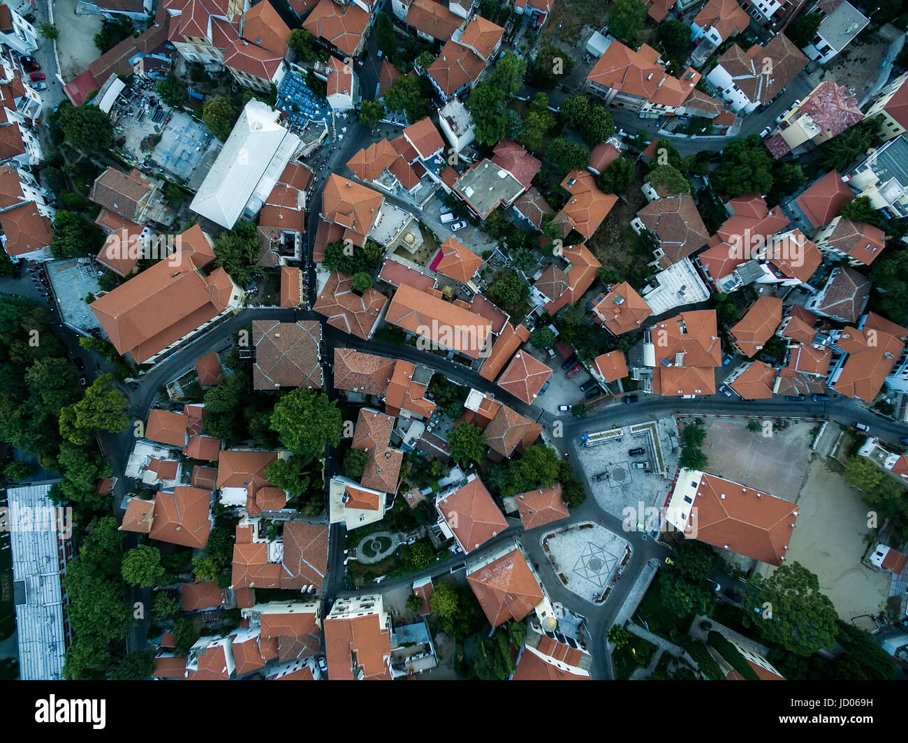 Luftbild der Altstadt der Stadt Xanthi in Nordgriechenland Stockfoto