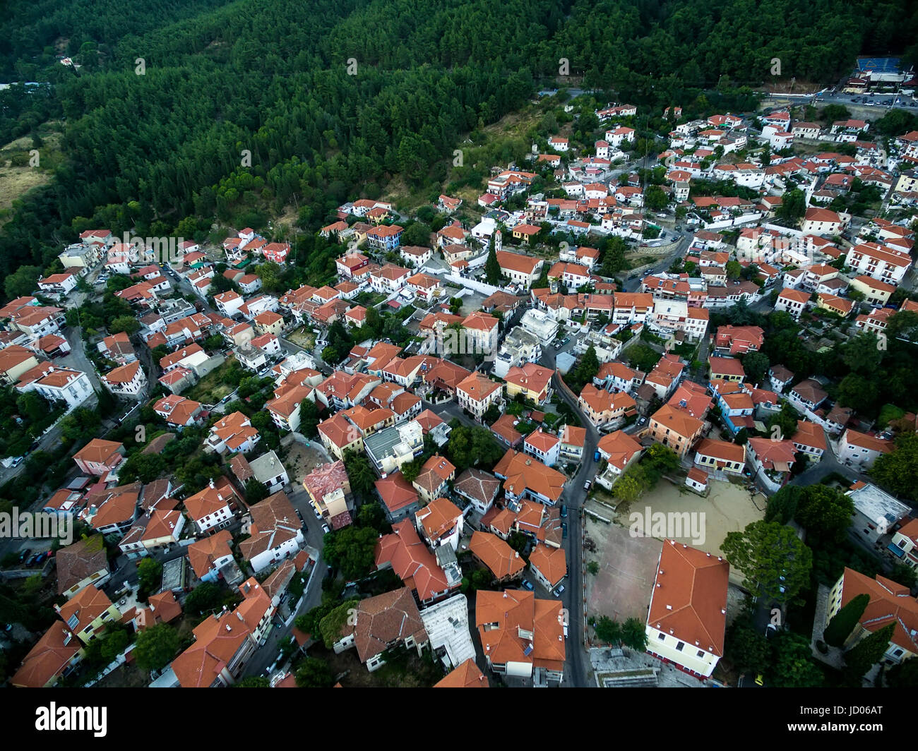 Luftbild der Altstadt der Stadt Xanthi in Nordgriechenland Stockfoto