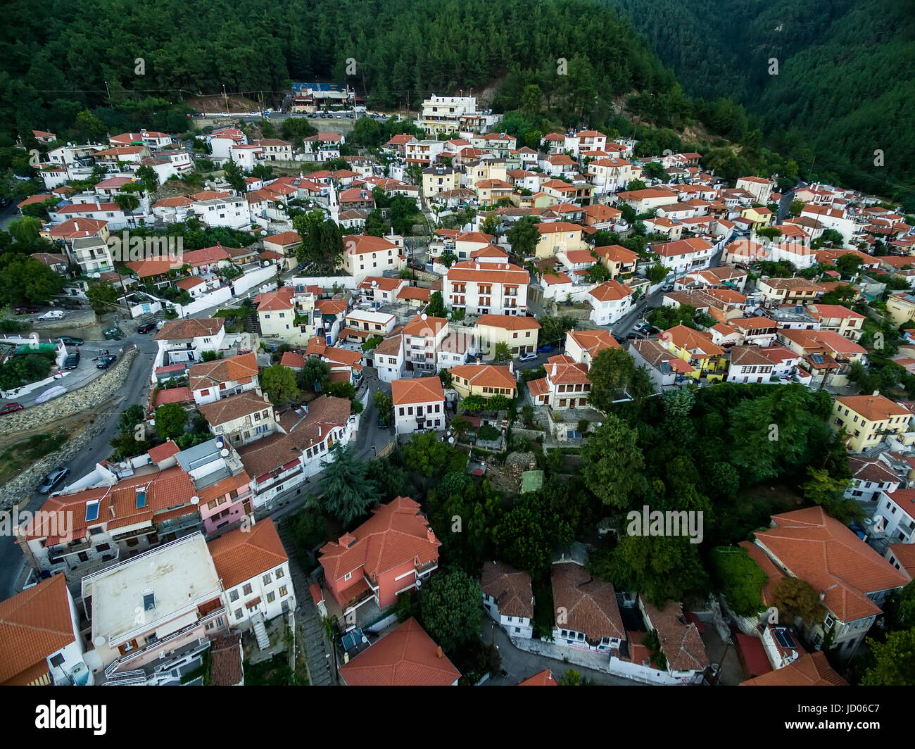 Luftbild der Altstadt der Stadt Xanthi in Nordgriechenland Stockfoto