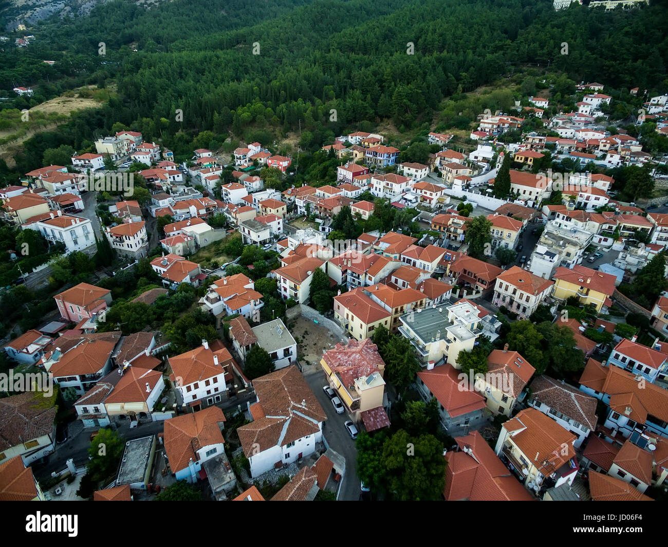 Luftbild der Altstadt der Stadt Xanthi in Nordgriechenland Stockfoto