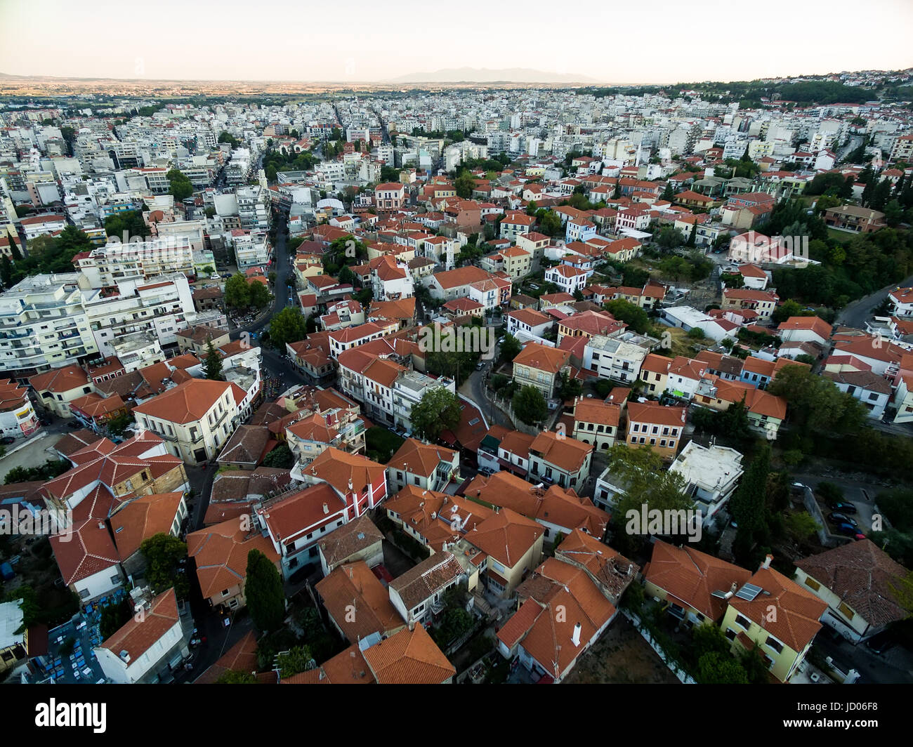 Luftbild der Altstadt der Stadt Xanthi in Nordgriechenland Stockfoto