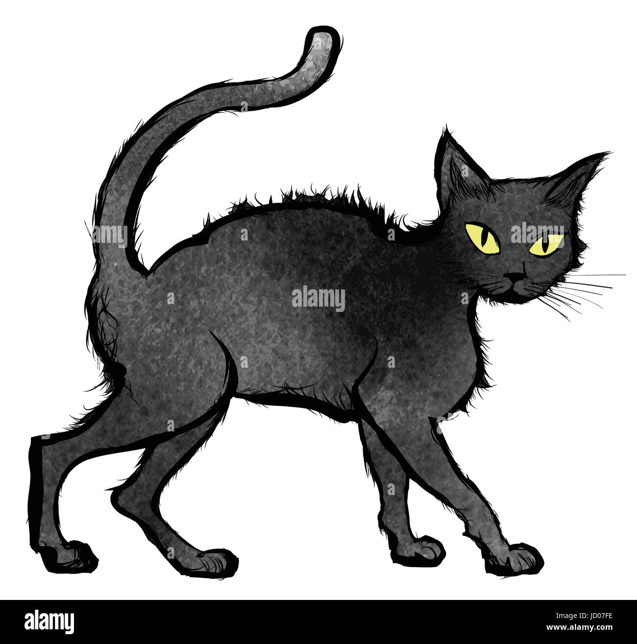 Black Cat walking und schaut in die Kamera, isoliert auf weiss - Vektor-illustration Stock Vektor