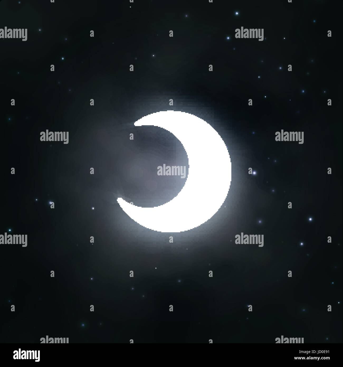 Realistische Erde Satelliten 3D Vektor-Illustration eines Mondes auf einem schwarzen wolkigen Sternenhimmel. Junge Nacht im Monat Stock Vektor