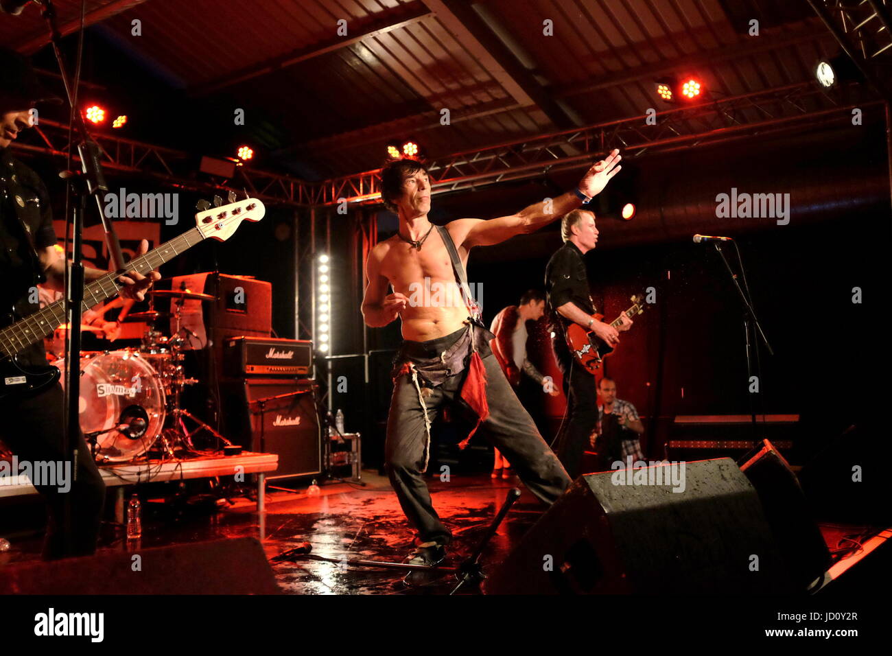 Southampton, Hampshire, UK. 17. Juni 2017. Motor Zimmer-britische Punkband Sham 69 mit Jimmy Pursey erklingt in den Maschinenräumen, 17. Juni 2017 Southampton, UK Credit: DFP Photographic/Alamy Live News Stockfoto