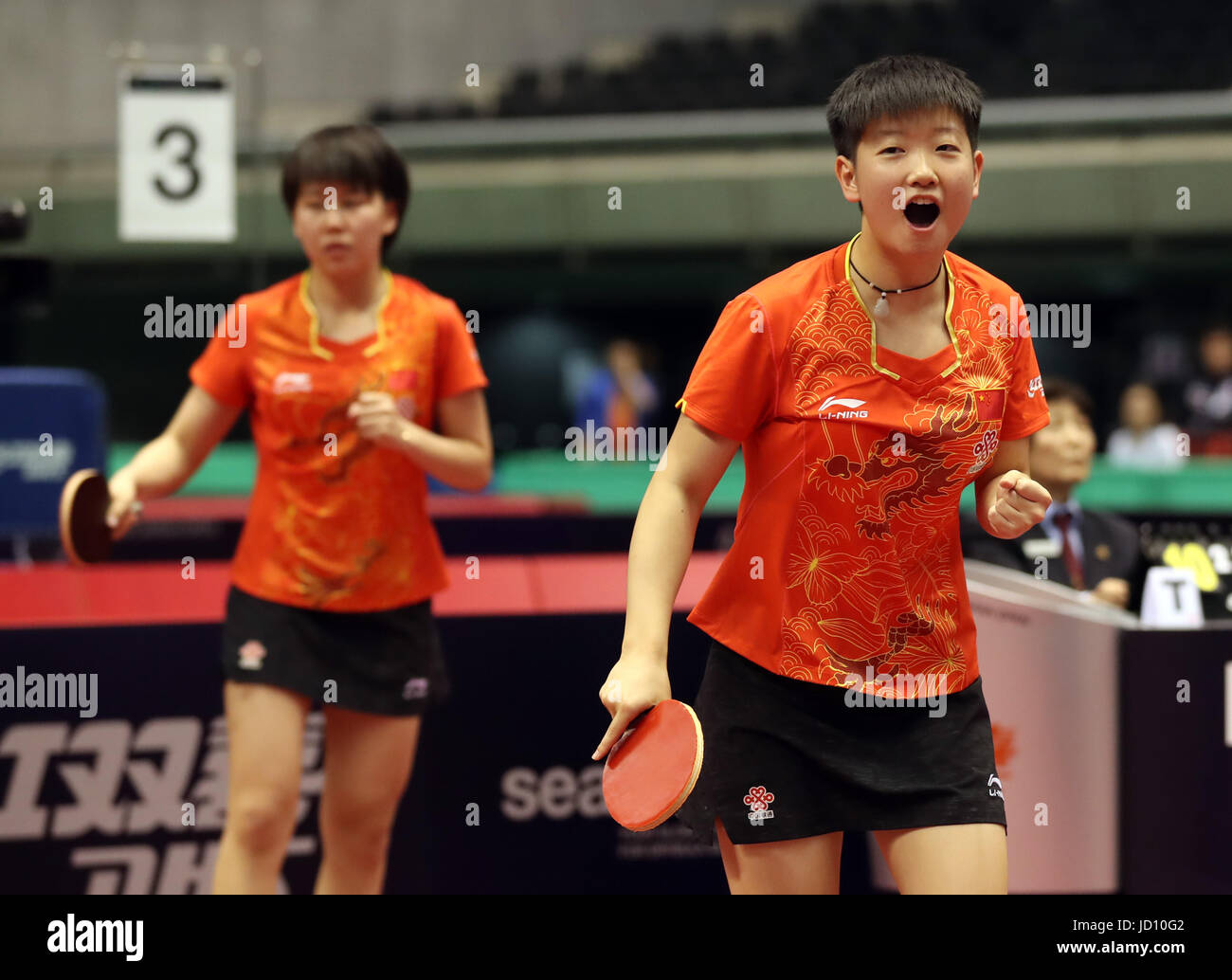 Tokio, Japan. 17. Juni 2017. Chinesischer Tischtennisspieler Sun