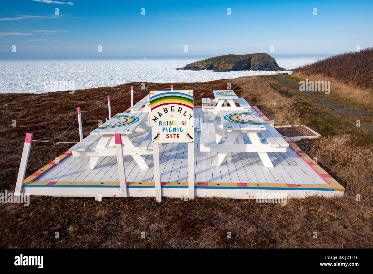 Maberly Rainbow Picknickplatz - Maberly, in der Nähe von Elliston auf Cape Bonavista, Neufundland, Kanada Stockfoto