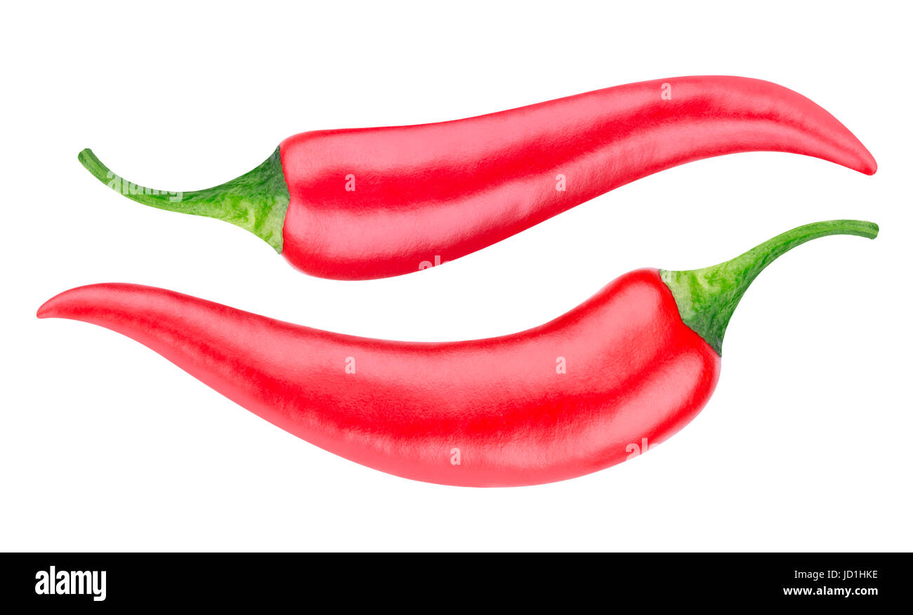Red hot Chili peppers isoliert auf weißem Hintergrund Stockfoto