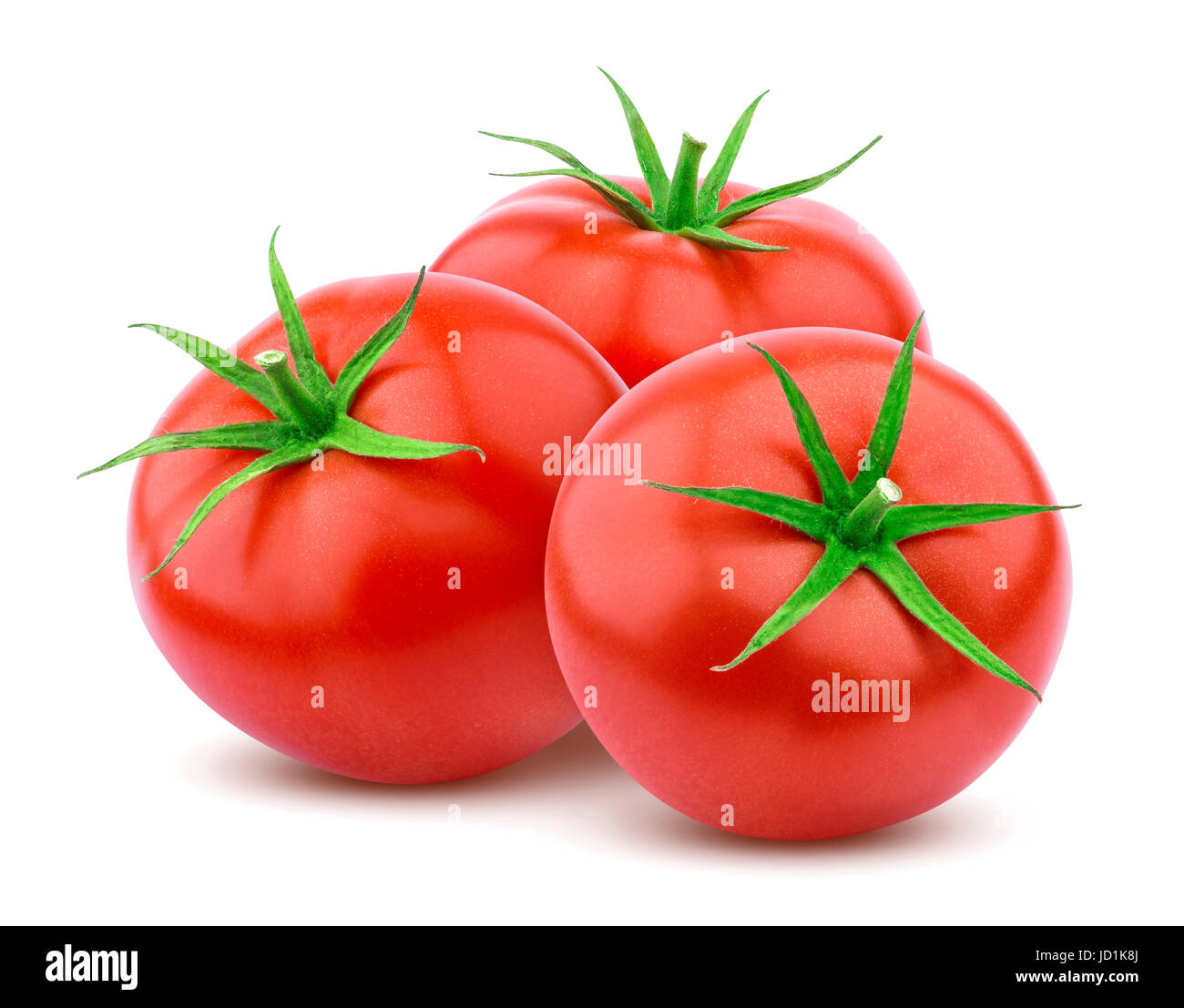 Ganze Tomaten isoliert auf weißem Hintergrund Stockfoto