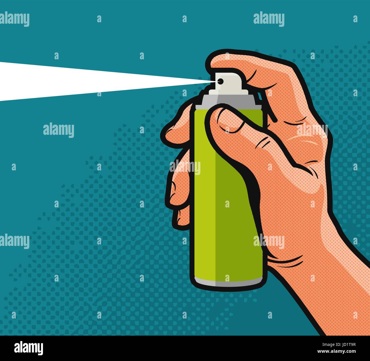 Spray in der hand. Comic-Style-Design. Cartoon-Vektor-illustration Stock Vektor