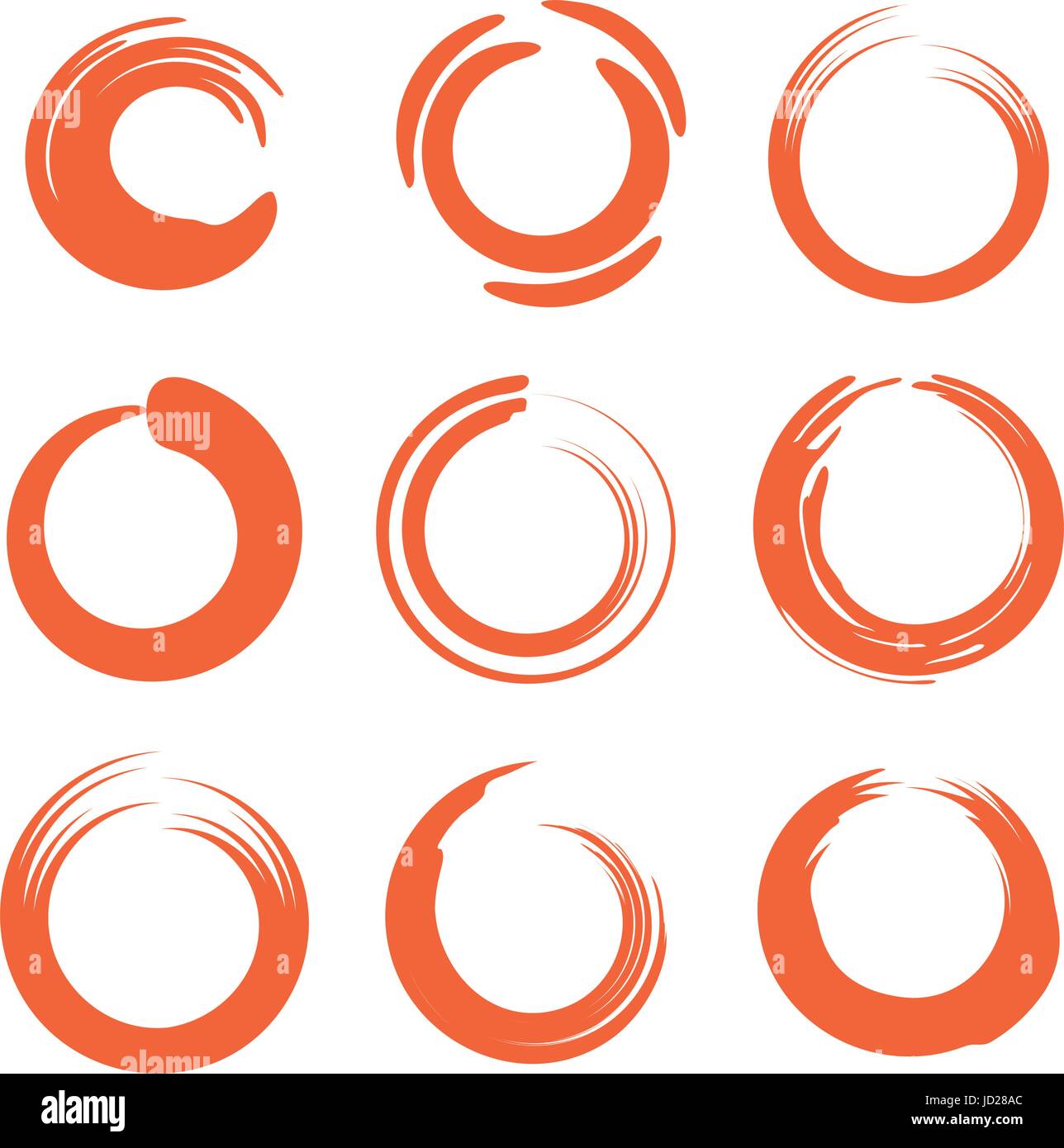 Isolierte abstrakt Runde Form orange Farbkollektion Logo, Schriftzug Sonnenuntergang, geometrischen Kreisen Vektor-illustration Stock Vektor