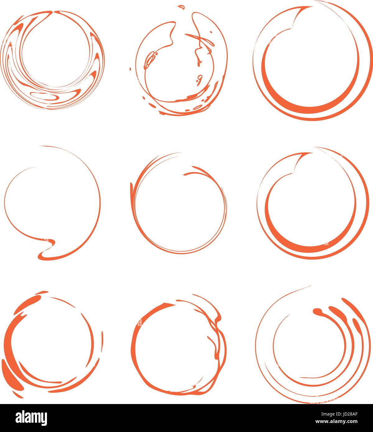 Isolierte abstrakt Runde Form orange Farbkollektion Logo, Schriftzug Sonnenuntergang, geometrischen Kreisen Vektor-illustration Stock Vektor