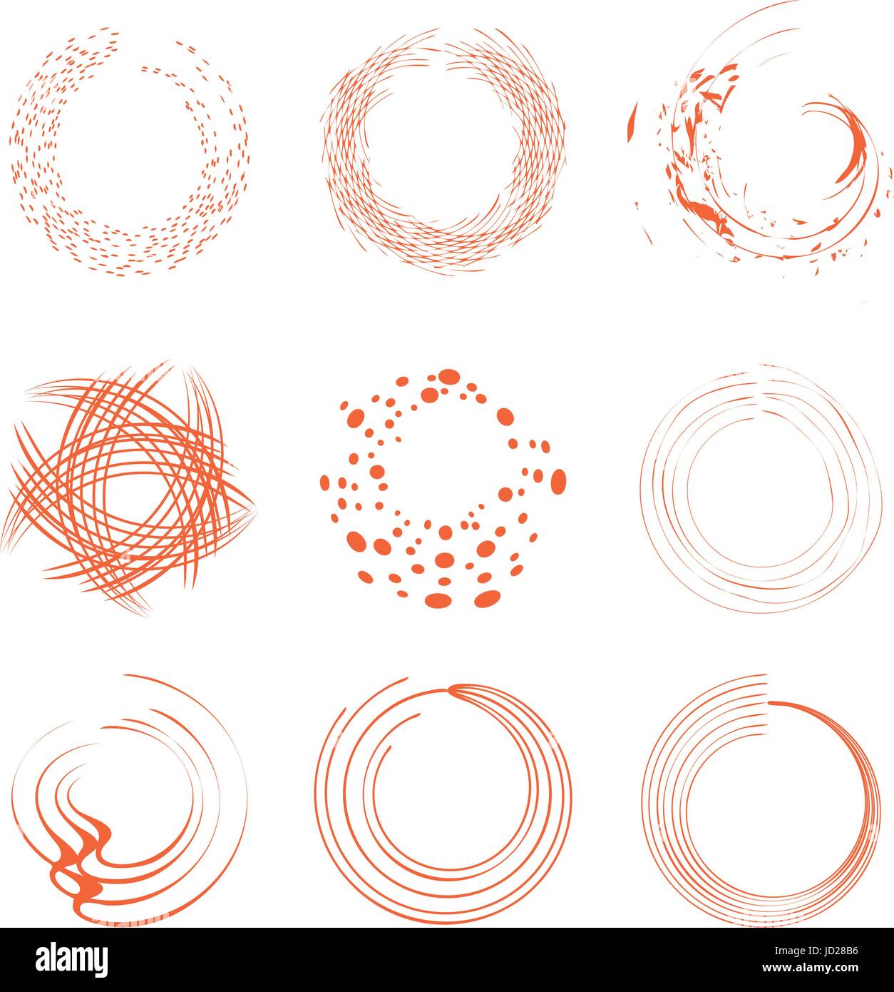 Isolierte abstrakt Runde Form orange Farbkollektion Logo, Schriftzug Sonnenuntergang, geometrischen Kreisen Vektor-illustration Stock Vektor