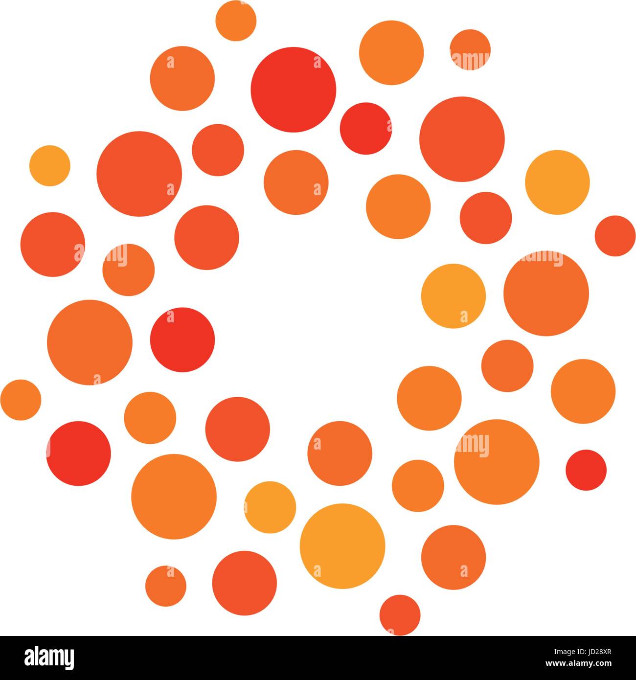 Isolierte abstrakte Runde Form Orange und Rot Farbe Logo, gepunktete stilisierte Sonne Logo auf weißem Hintergrund-Vektor-Illustration. Stock Vektor