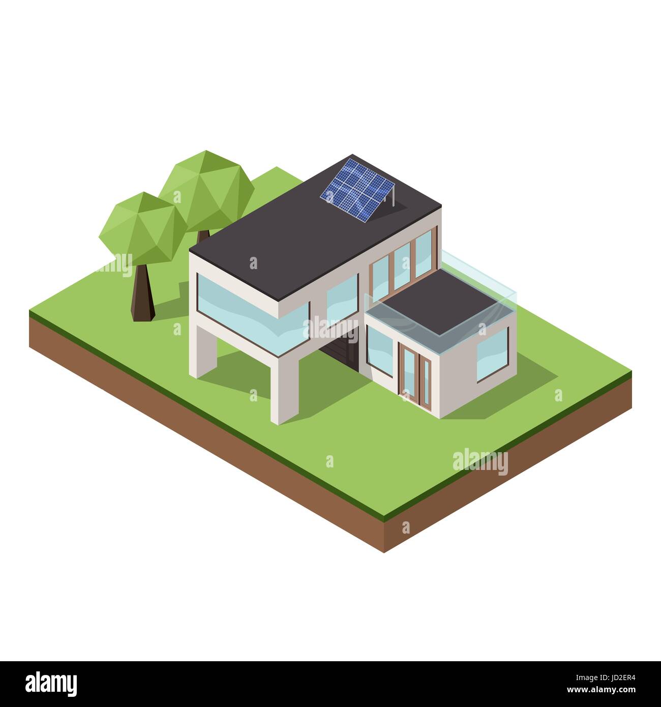 Vektor-Illustration von isometrischen große private moderne Hütte oder Haus für Immobilien Broschüren oder Web-Symbol. Moderne Architektur-Konzept. Stock Vektor