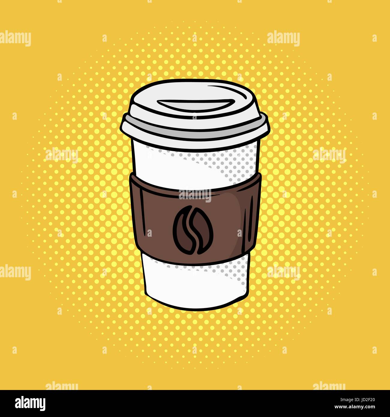 Vektor handgezeichneten Pop-Art Abbildung Kaffee für unterwegs. Fast-Food. Retro-Stil. Gezeichnete Handzeichen. Illustration für print, Web. Stock Vektor