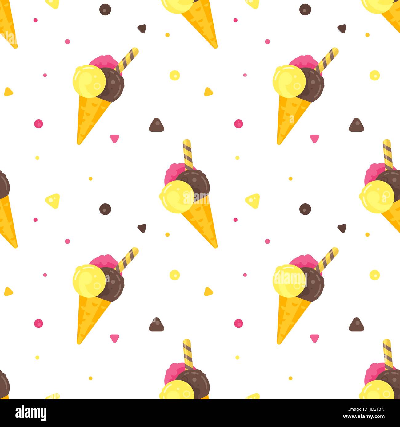 Vektor flachen Stil bunte nahtlose Muster mit verschiedenen Arten von Eis. Weißen Hintergrund. Stock Vektor