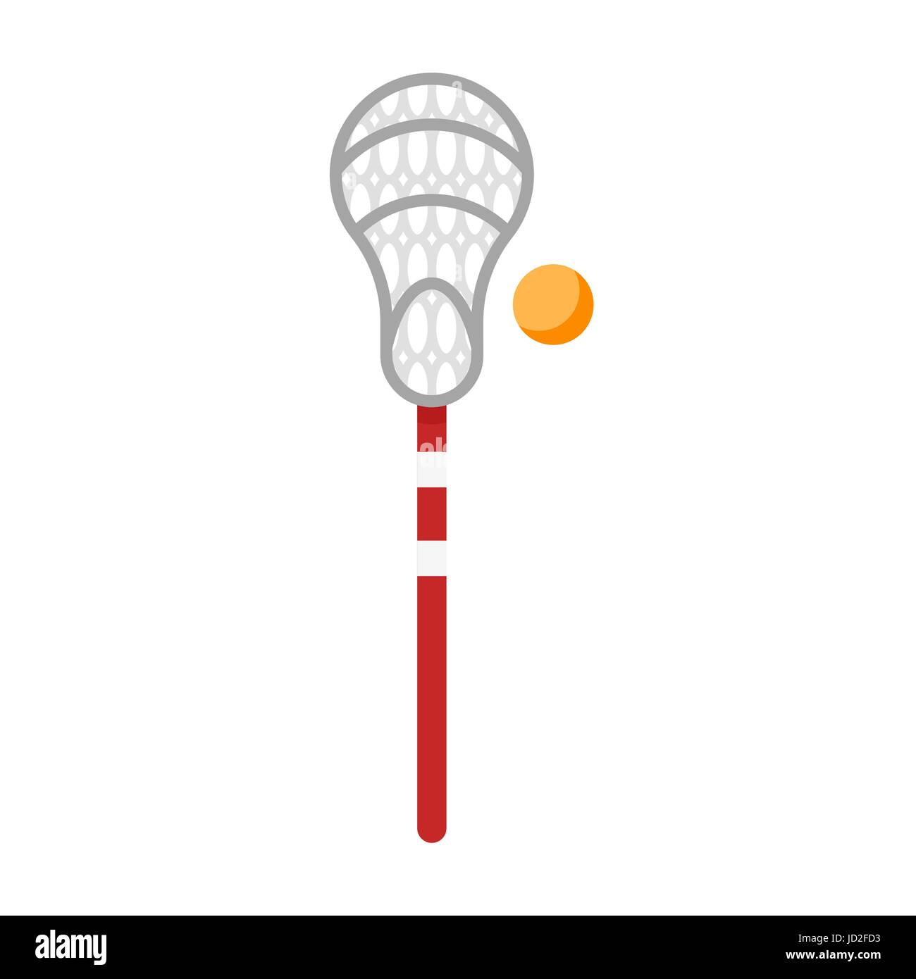 Vektor-flacher Stil Illustration Ausrüstung für Lacrosse-Spiel. Symbol für das Web. Isoliert auf weißem Hintergrund. Stock Vektor