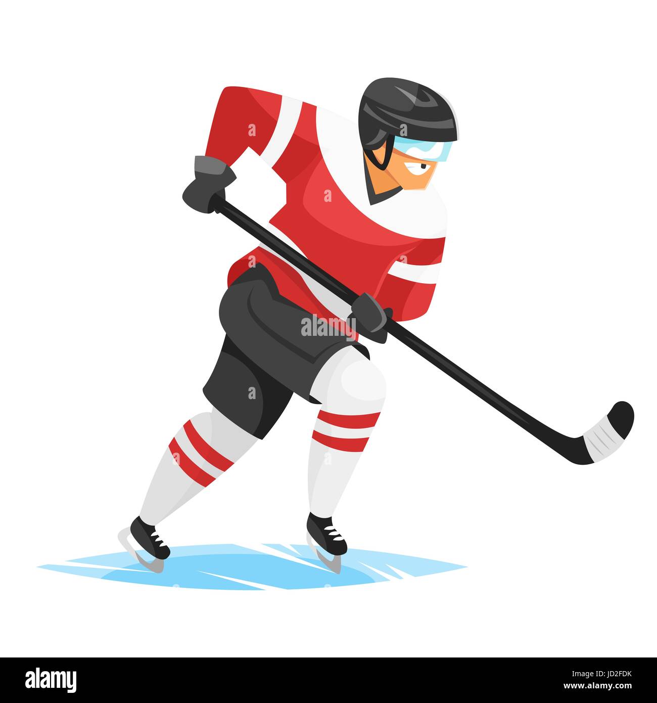 Vektorgrafik flachen Stil des Eishockey-Spieler. Symbol für das Web. Isoliert auf weißem Hintergrund. Stock Vektor