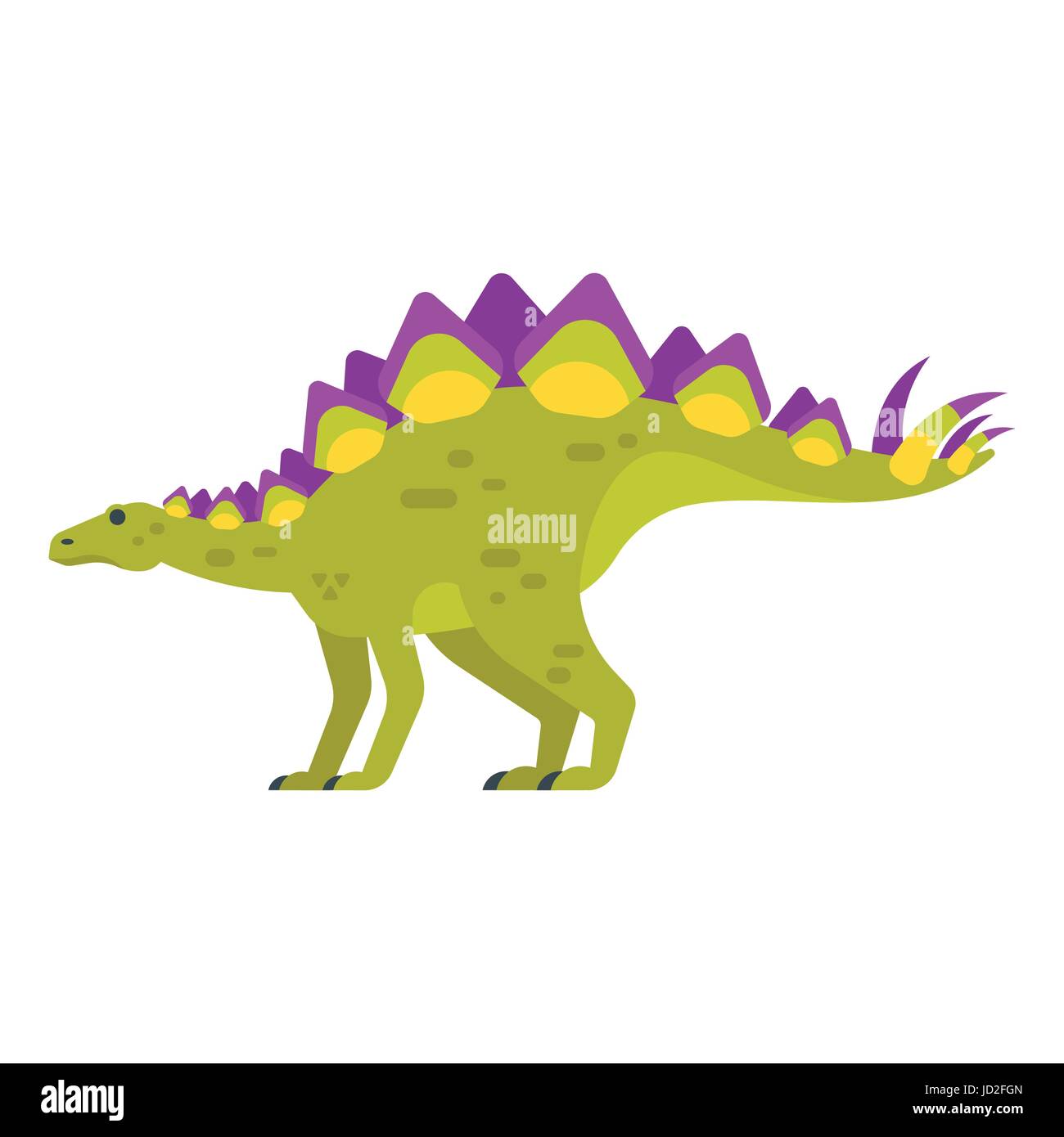 Flache Vektorgrafik prähistorischen Tieres - Stegosaurus. Isoliert auf weißem Hintergrund. Stock Vektor