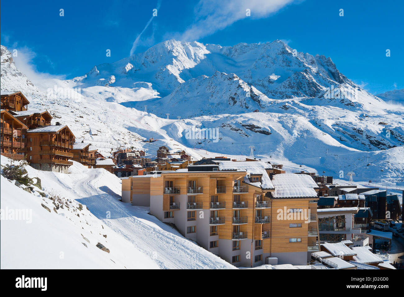 Val Thorens Skigebiet in den Alpen, Frankreich Stockfoto