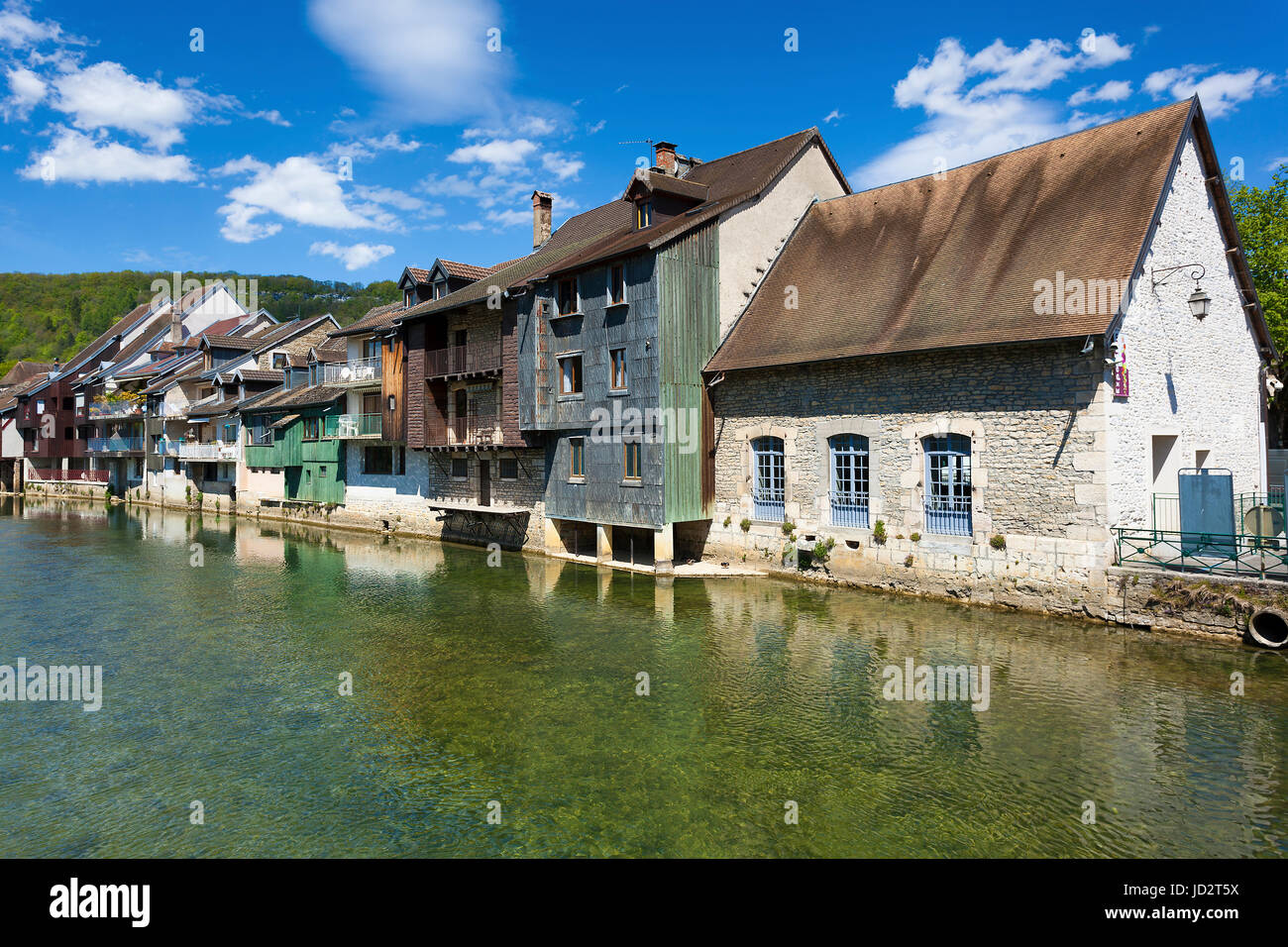 Fluss Loue, Ornans, Jura, Franche, Frankreich Stockfoto