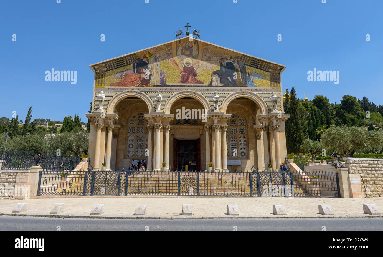 Die Church of All Nations oder Basilika der Agonie, ist eine römisch-katholische Kirche in der Nähe der Garten Gethsemane am Ölberg in Jerusalem, Isra Stockfoto