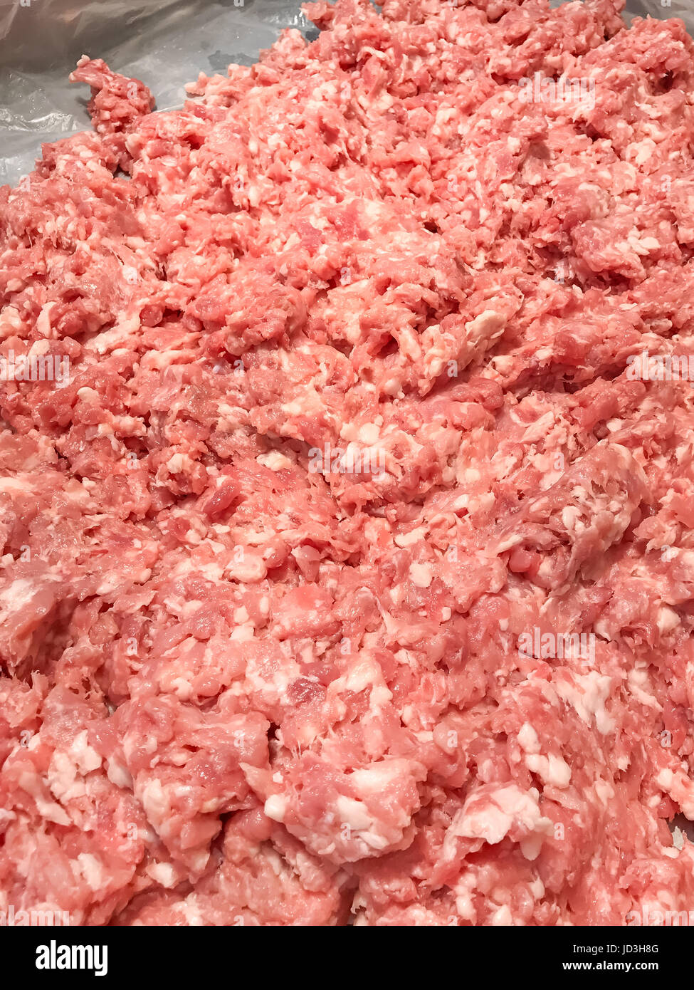 Geschlossen bis frisch gehacktem Schweinefleisch in der Lebensmittel-Laden Stockfoto