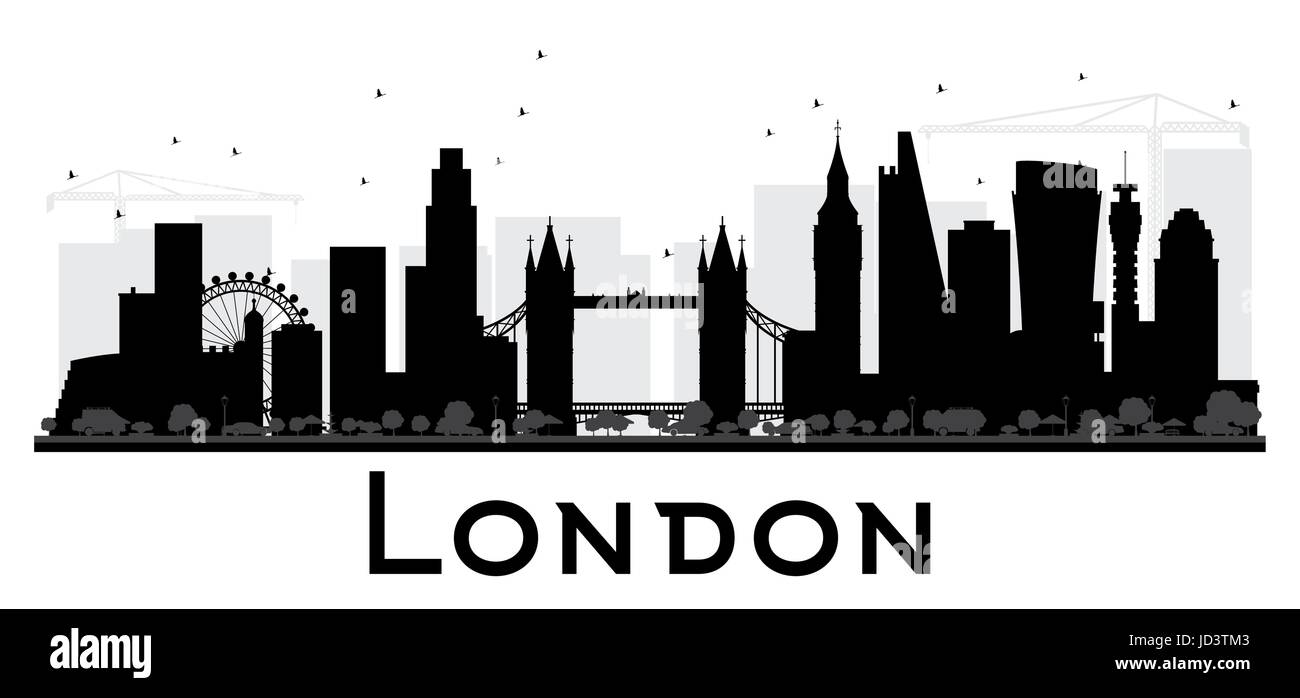 London City Skyline Schwarze Und Weisse Silhouette Einfache Flache Konzept Fur Tourismus Prasentation Banner Plakat Oder Website Stadtbild Mit Sehenswurdigkeiten Stock Vektorgrafik Alamy