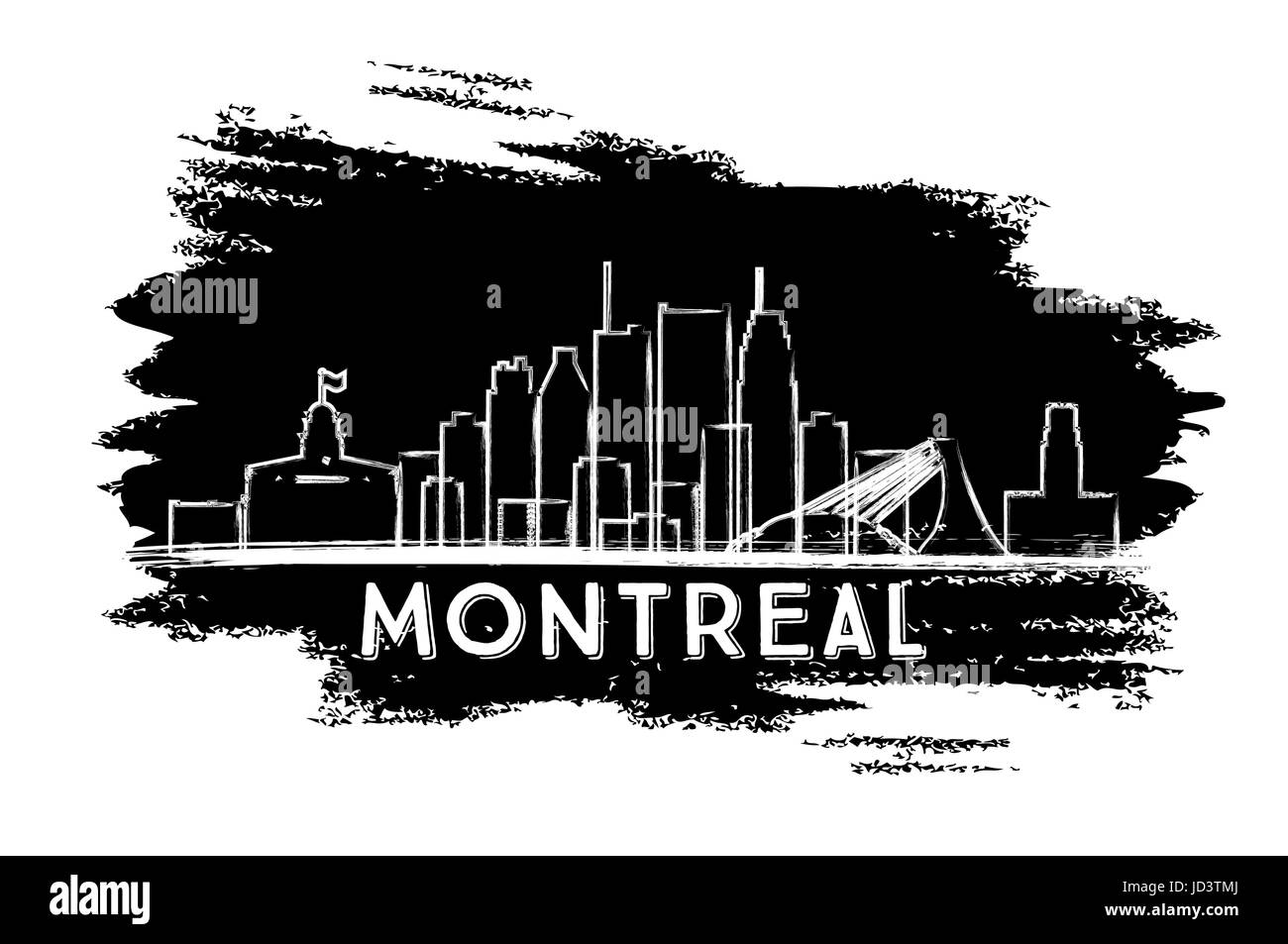 Skyline von Montreal Silhouette. Hand gezeichnete Skizze. Vector Illustration. Business Travel und Tourismus Konzept mit moderner Architektur. Stock Vektor