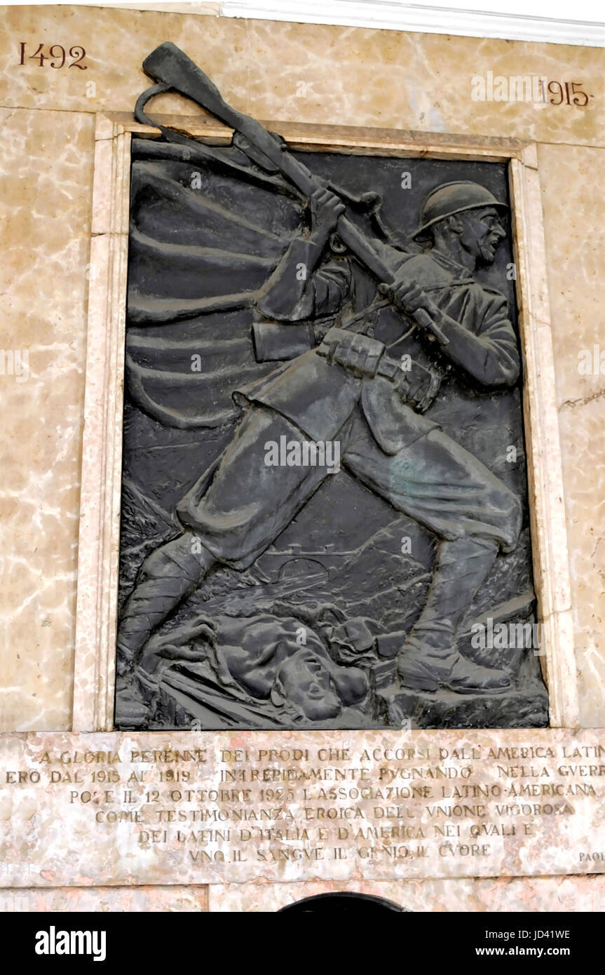 Eine Gedenktafel zu Ehren derer, die auf 13.10.2015 im Latein-amerikanischen Krieg in Turin, Italien gekämpft Stockfoto