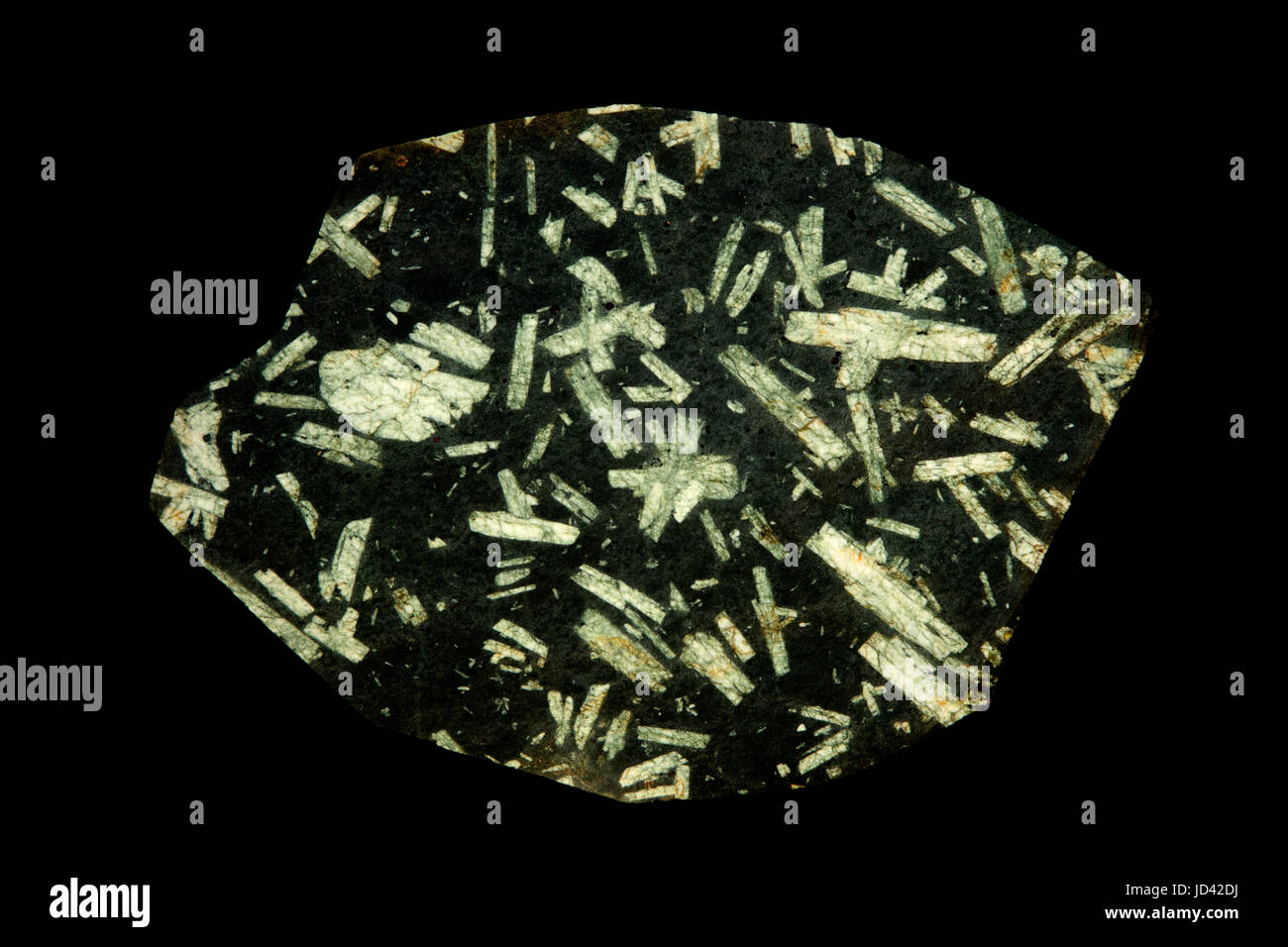 Basalt-Porphry mit Feldspat Phänokristalle, "chinesische Schrift Stein", Kalifornien, Eruptivgestein Stockfoto