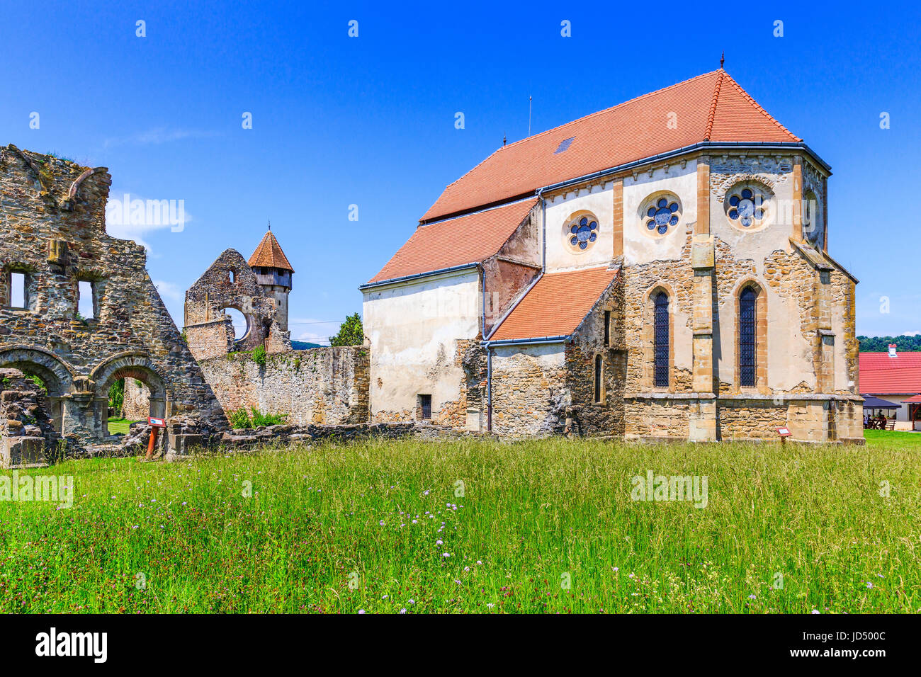 Carta, Sibiu. Die Ruinen der mittelalterlichen Zisterzienser-Abtei in Siebenbürgen, Rumänien. Stockfoto