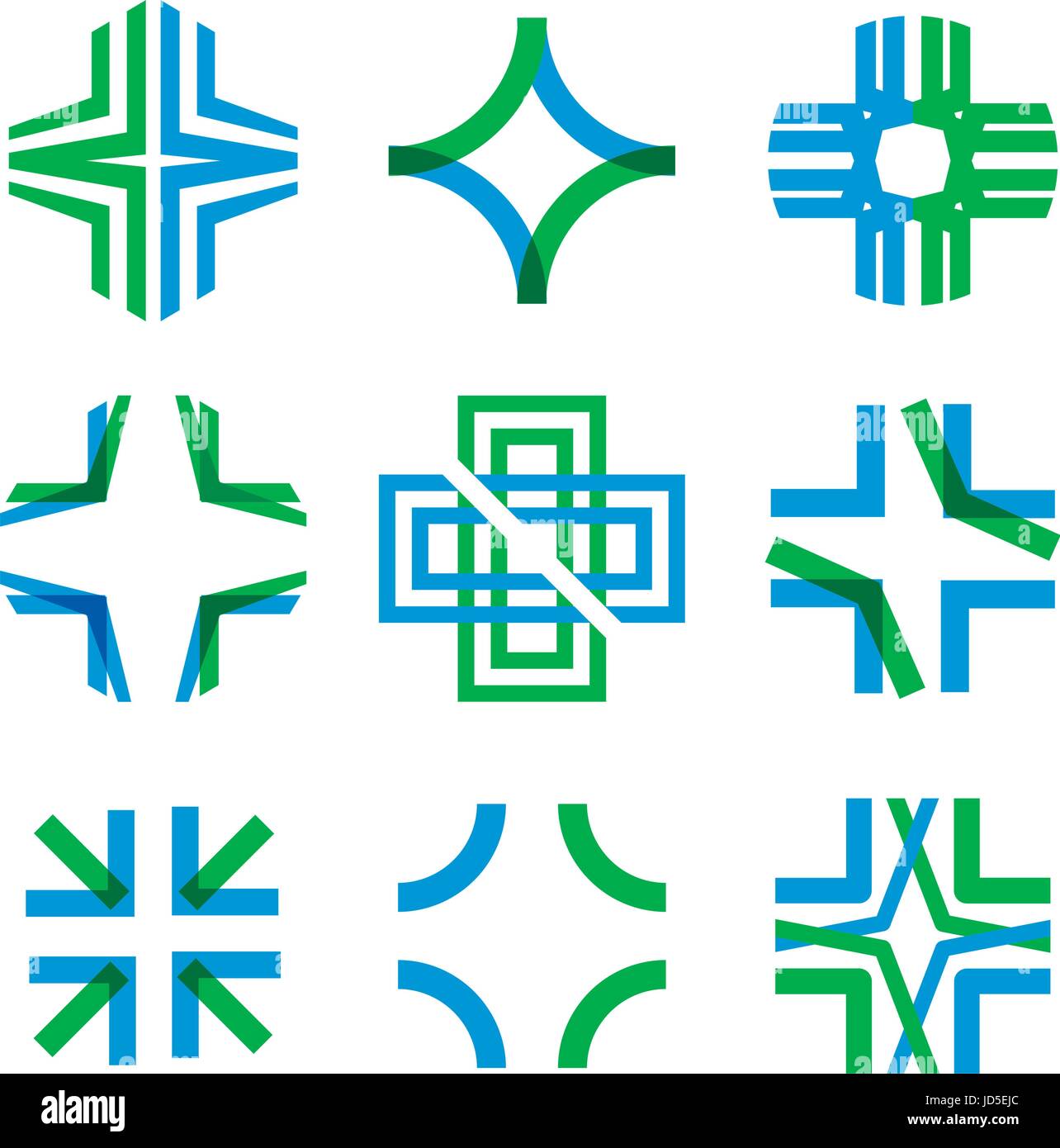 Medizinische abstrakten Symbol von transparenten sich überschneidenden Linien in Form eines Kreuzes. Prächtige Zeichen und Logos für Krankenhäuser und Kliniken. Stock Vektor
