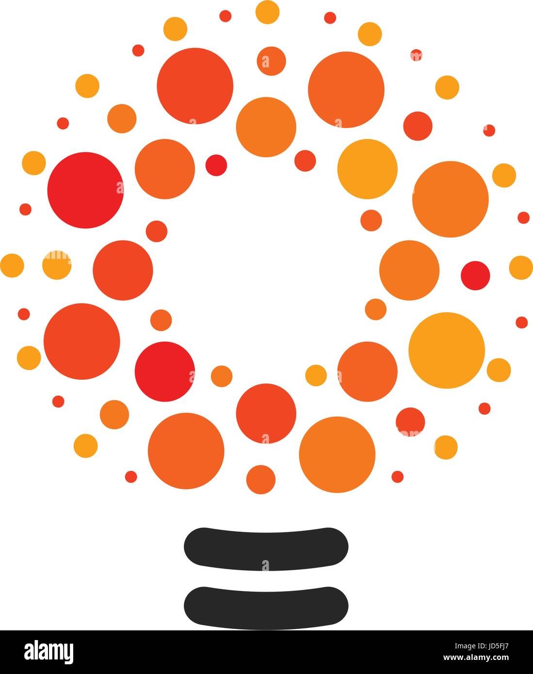 Vektor-Glühbirnen mit Linien, Punkte und Strahl-Logo. Neue Idee Symbol, bunte Logos. Flache abstrakte helle Cartoon-Lampe. Weiß, schwarz, orange Farben s Stock Vektor