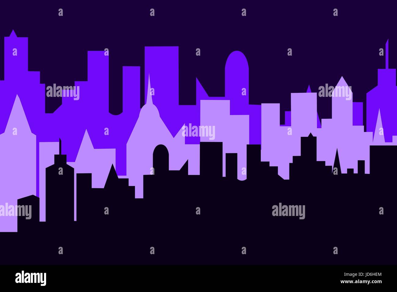 Satz von Stadtbild Hintergrund. Horizontale Banner mit Megapolis Panorama. Stock Vektor