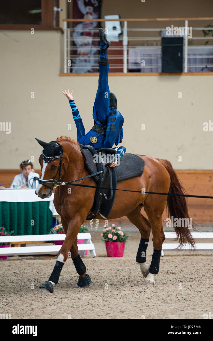 Pezinok, Slowakei. 18. Juni 2017. Leistung von Lukas Heppler aus der Schweiz beim Vaulting Competition Finale am 18. Juni 2017 in Pezinok, Slowakei Credit: Lubos Paukeje/Alamy Live News Stockfoto