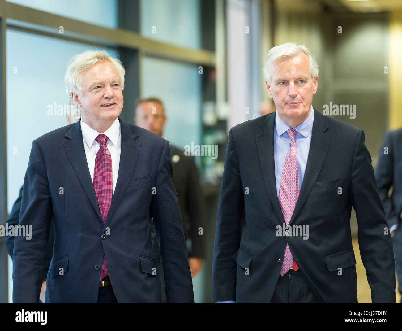 Brüssel, Belgien. 19. Juni 2017.  Michel Barnier und David Davis, Secretary Of State für den Ausstieg der Europäischen Union, kick-off der Brexit Verhandlungen Credit: Andia/Alamy Live News Stockfoto