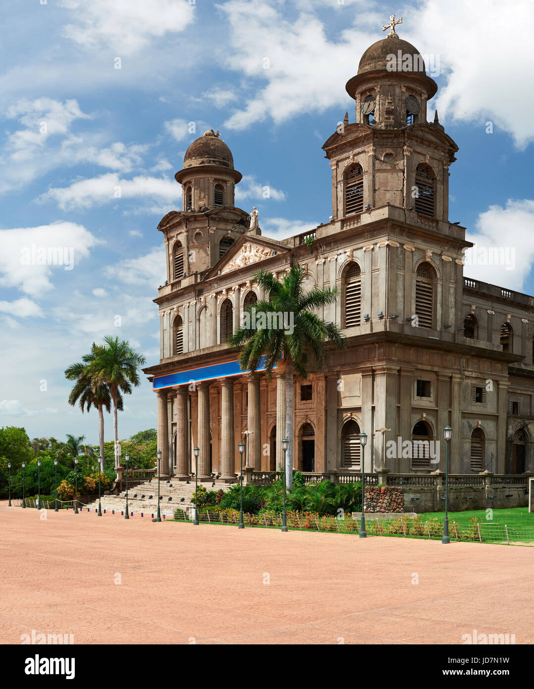 Hauptplatz in Managua Nicaragua. Kathedrale Santiago im central plaza Stockfoto