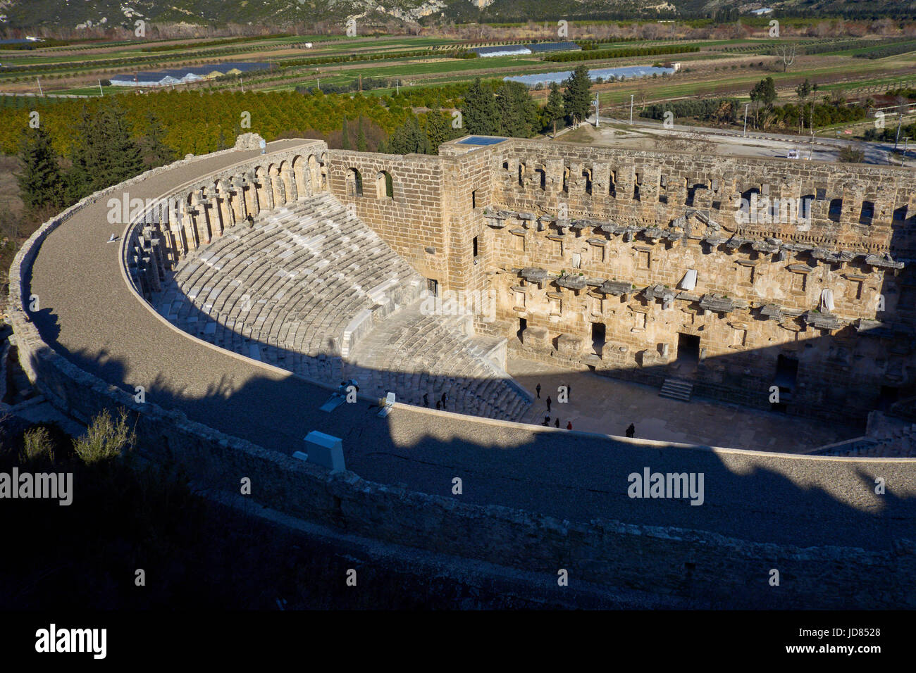 Die antiken römischen Theater von Aspendos, gebaut von Kaiser Marcus Aurelius. Mittelmeerküste, Antalya.Turkey Stockfoto