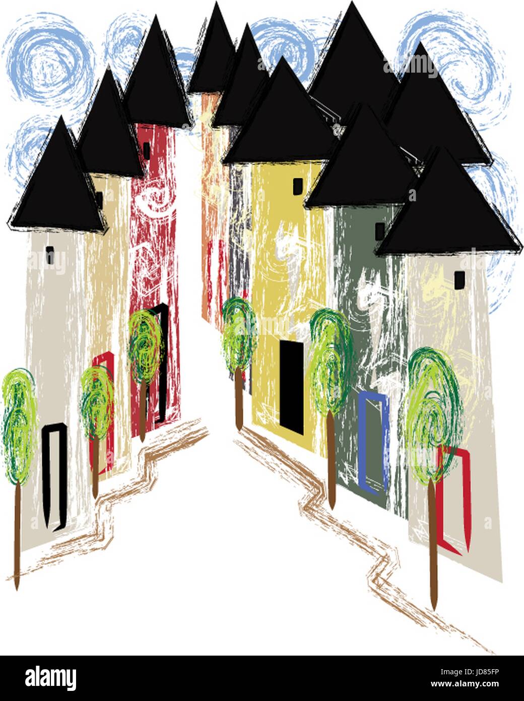 Immobilien-Markt auf der hohen Straße Stockfoto