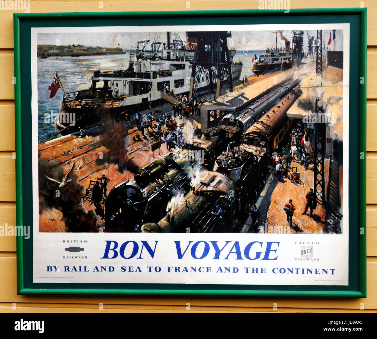 Alte 50er Jahre Stil British Railways Poster für Europa mit dem Zug auf der Swanage Steam Railway Stockfoto