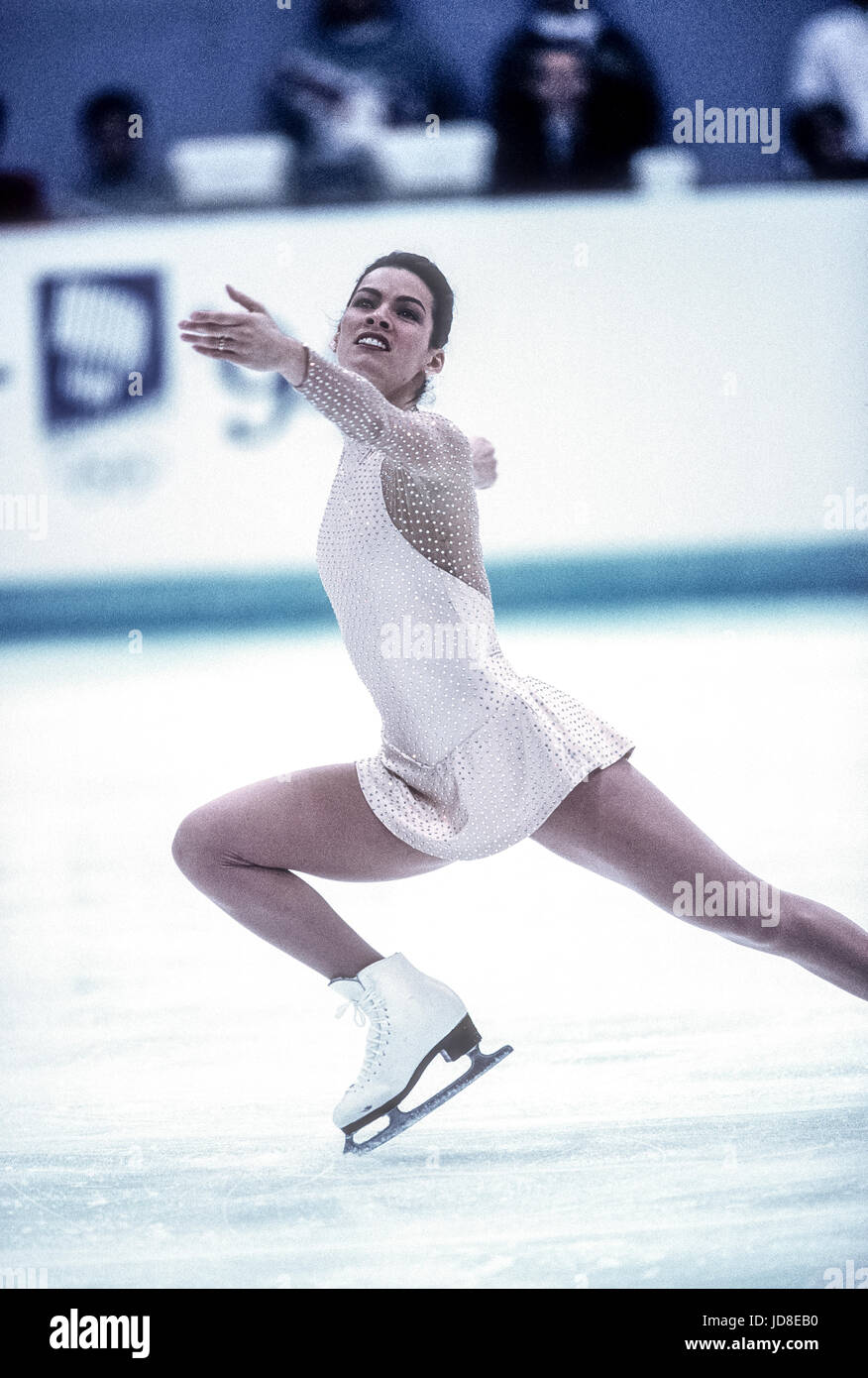 Nancy Kerrigan (USA), Silbermedaillen-Gewinner im Wettbewerb bei den Olympischen Winterspielen 1994 Stockfoto