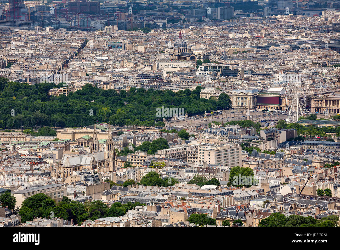 Blick von oben auf die Skyline von Paris. Stockfoto