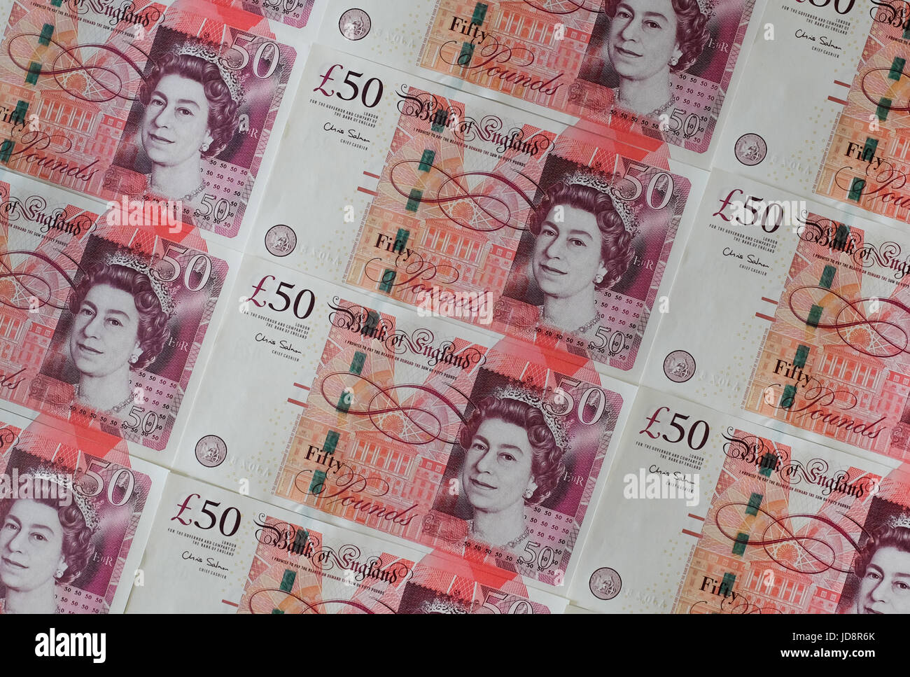 Es gibt viele £50 Notizen. Stockfoto