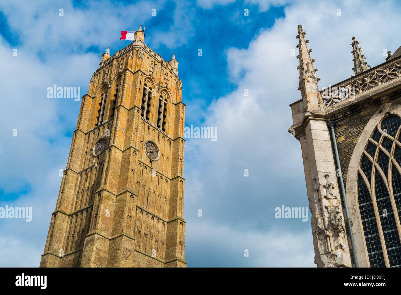 Architektur Detail der Kirche von Saint Eloi in Dunkerque, Frankreich Stockfoto