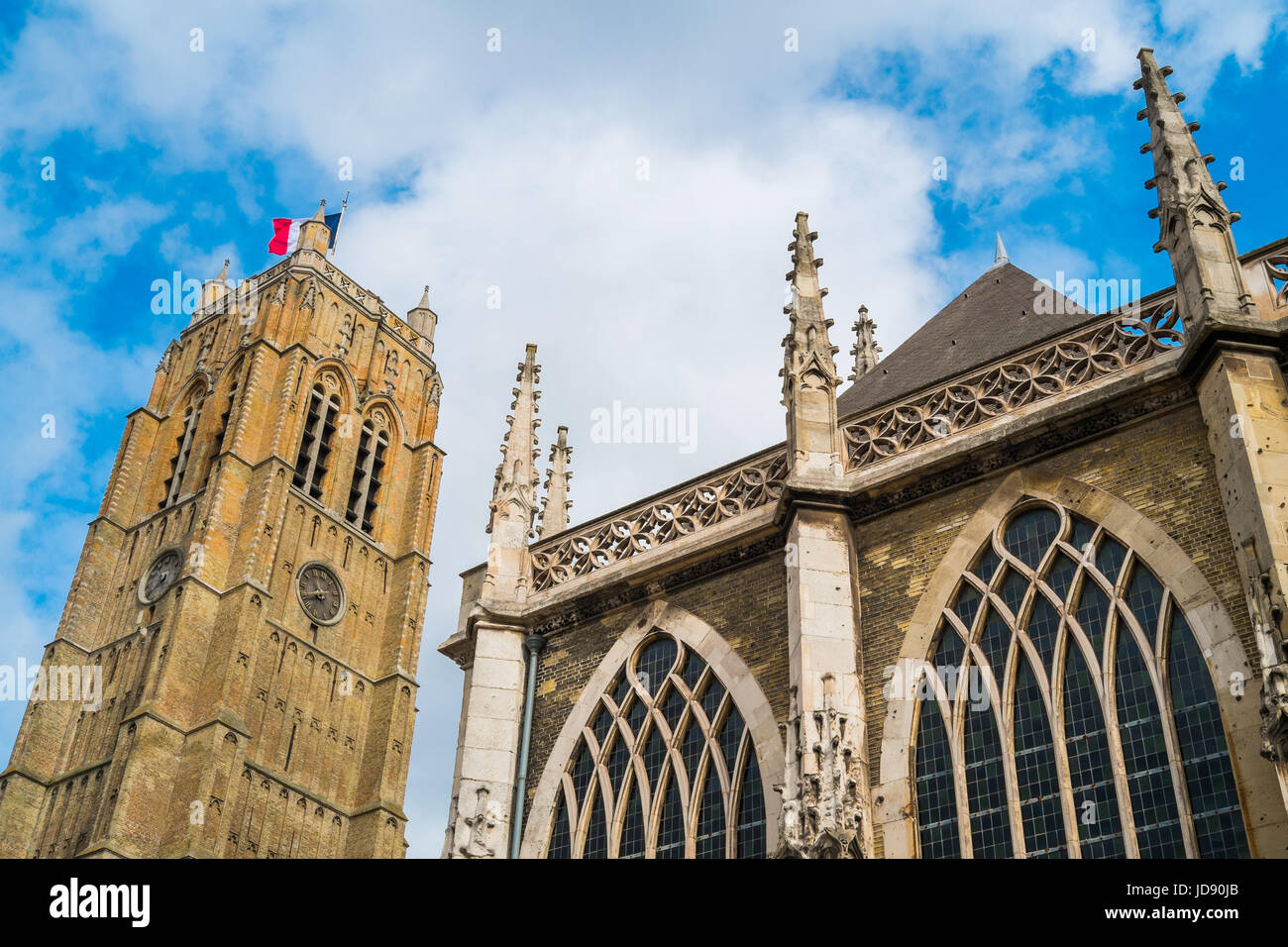 Architektur Detail der Kirche von Saint Eloi in Dunkerque, Frankreich Stockfoto