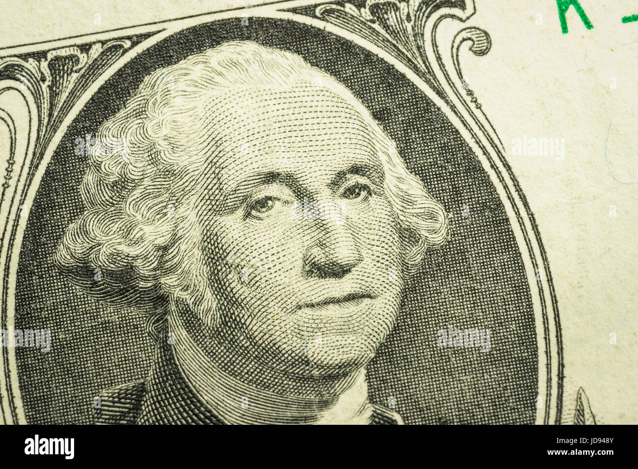 George Washington Detail einer Dollarnote Stockfoto