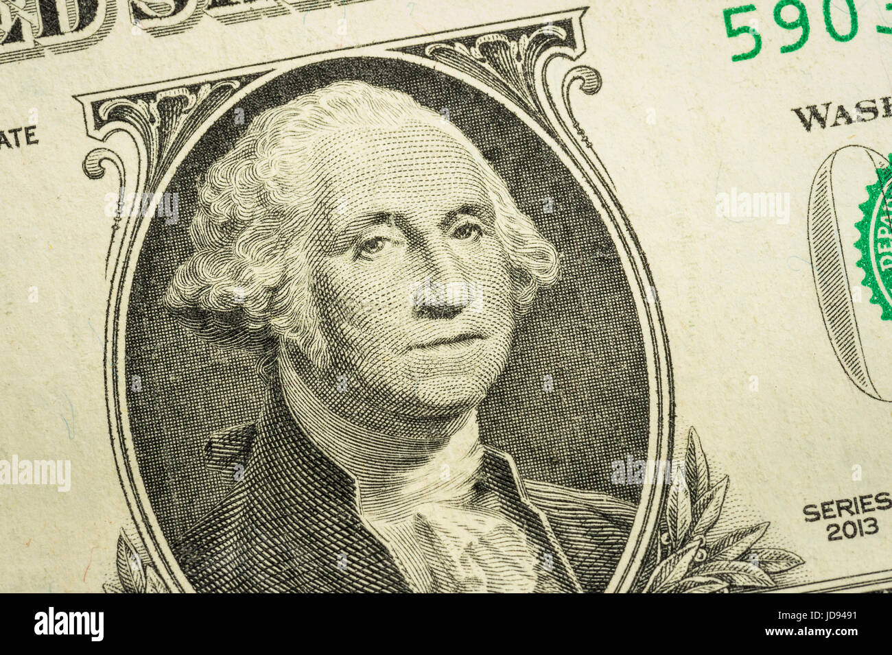 George Washington Detail einer Dollarnote Stockfoto